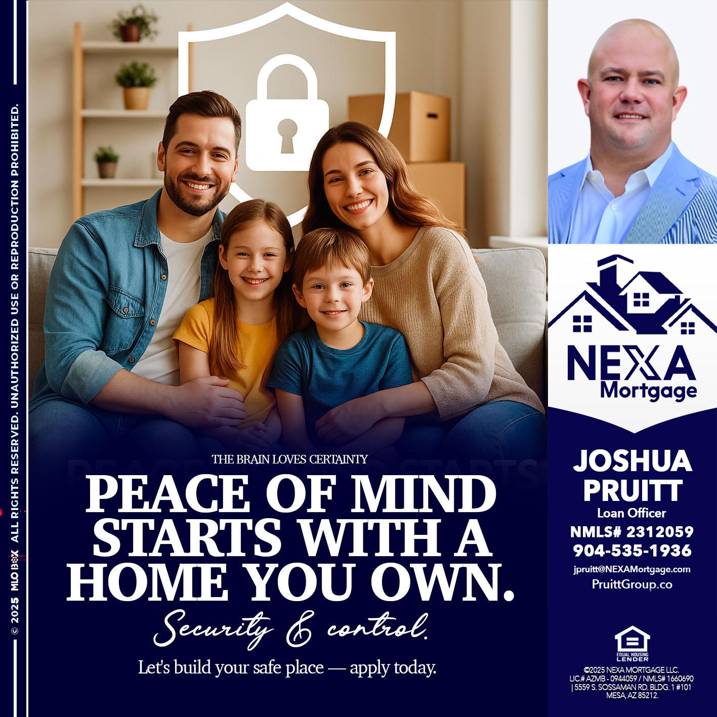 peace of mind - Joshua Pruitt -Loan Officer