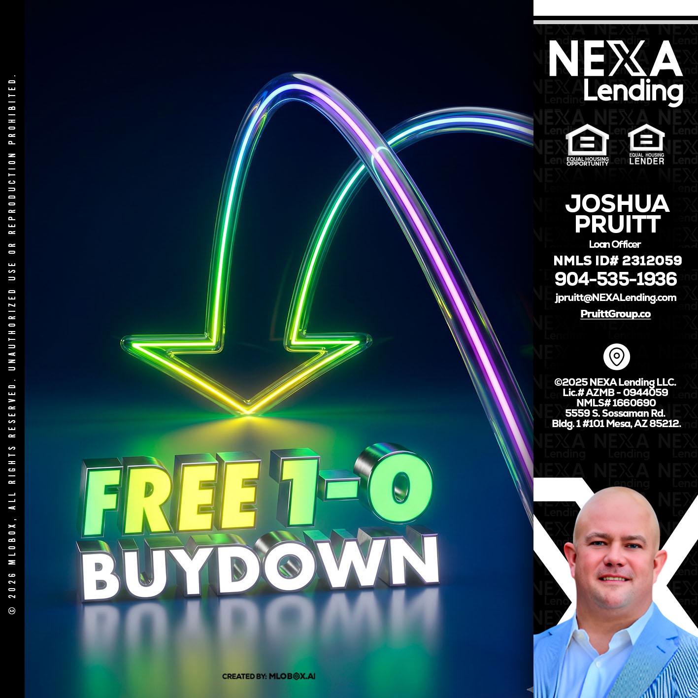 FREE 1-0 BUYDOWN - Joshua Pruitt -Loan Officer